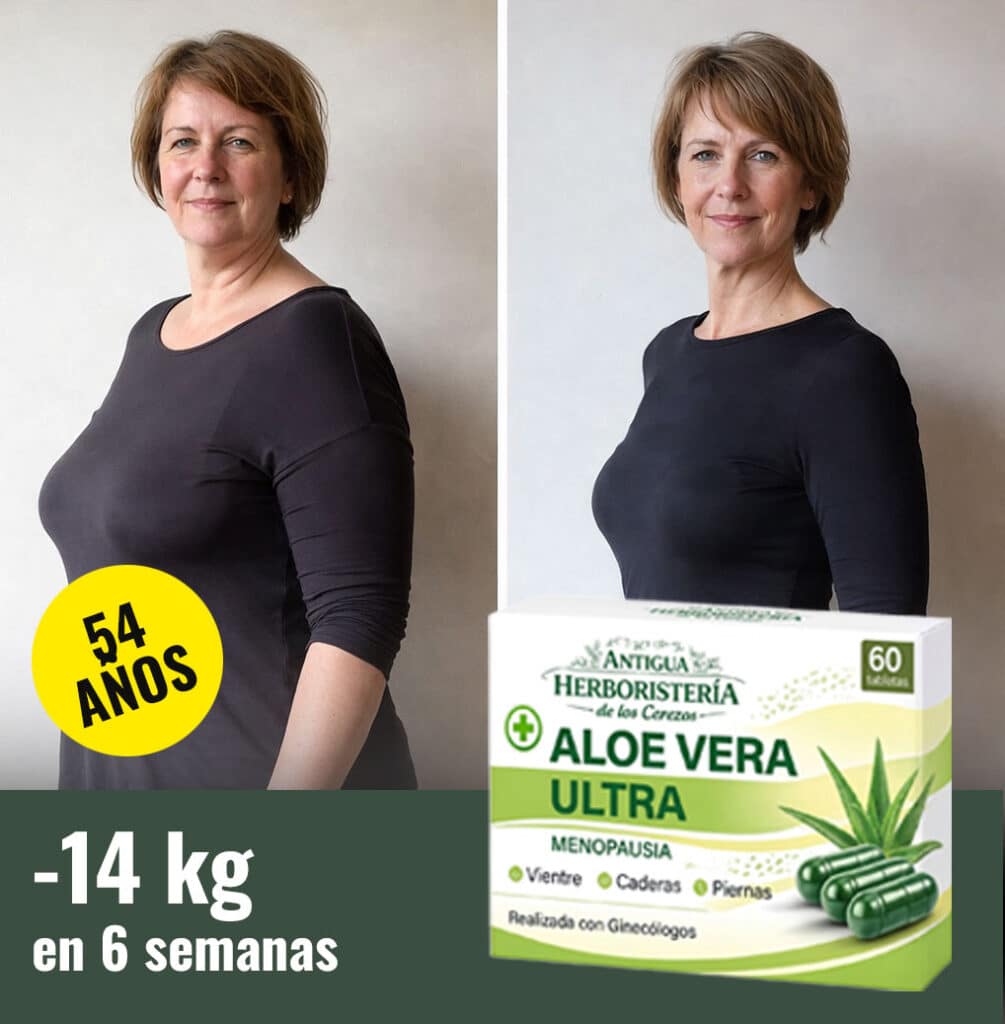 Immagine di donna prima e dopo con Aloe Vera Ultra per menopausa.
