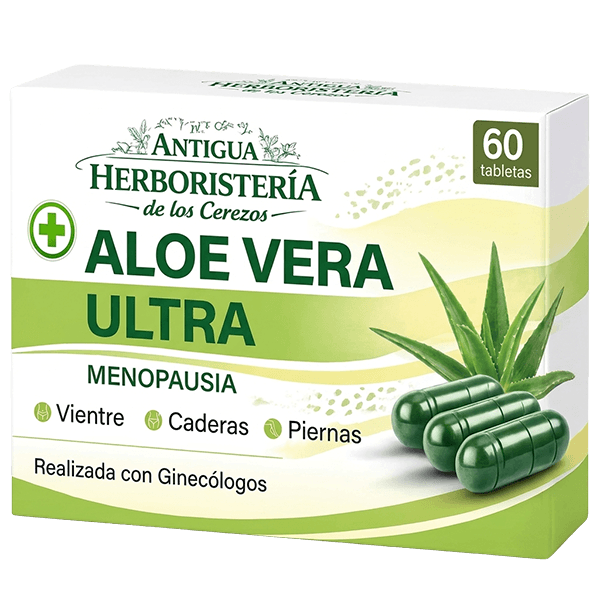 Integratore di Aloe Vera Ultra con capsule e pianta di aloe vera.