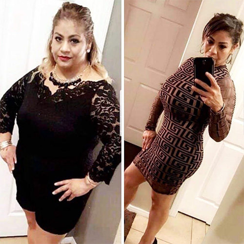 Donna prima e dopo il cambio di look e abbigliamento.
