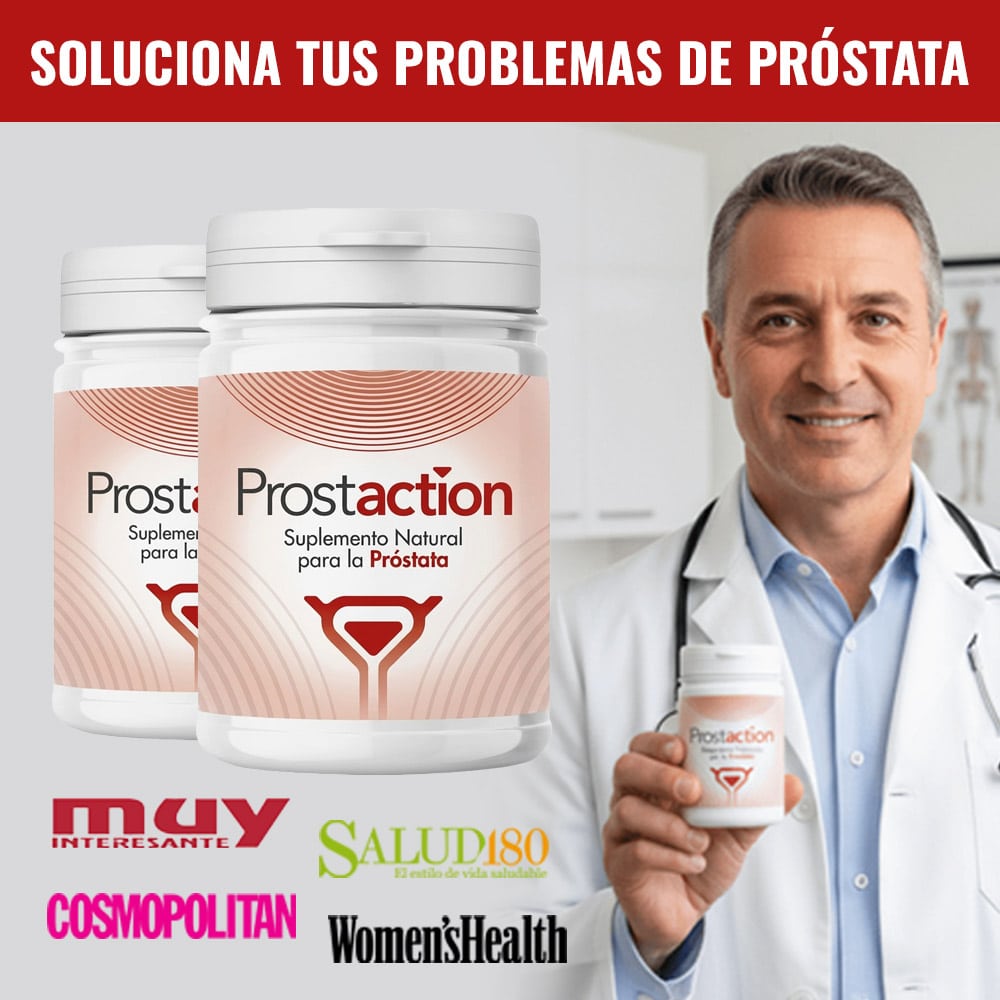 Integratore naturale per problemi di prostata con confezione e medico sorridente.