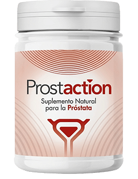 Integratore naturale per la salute della prostata Prostaction in bottiglia bianca.