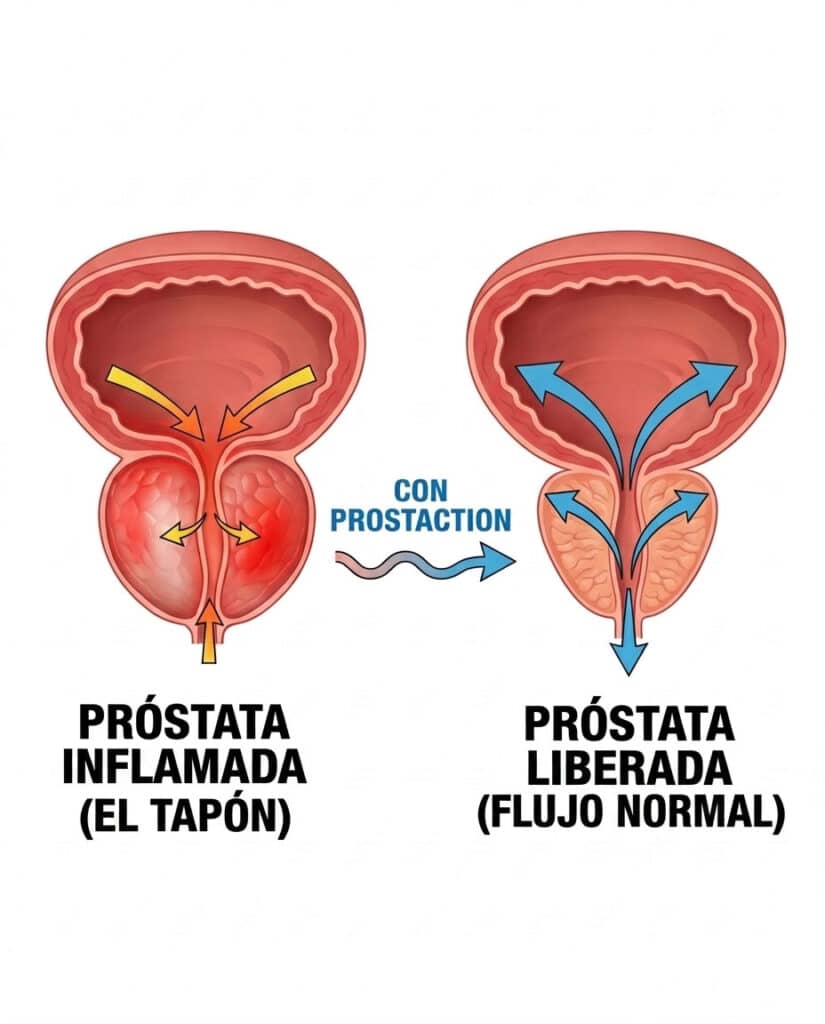 Confronto tra prostata infiammata e prostata libera con flusso normale.